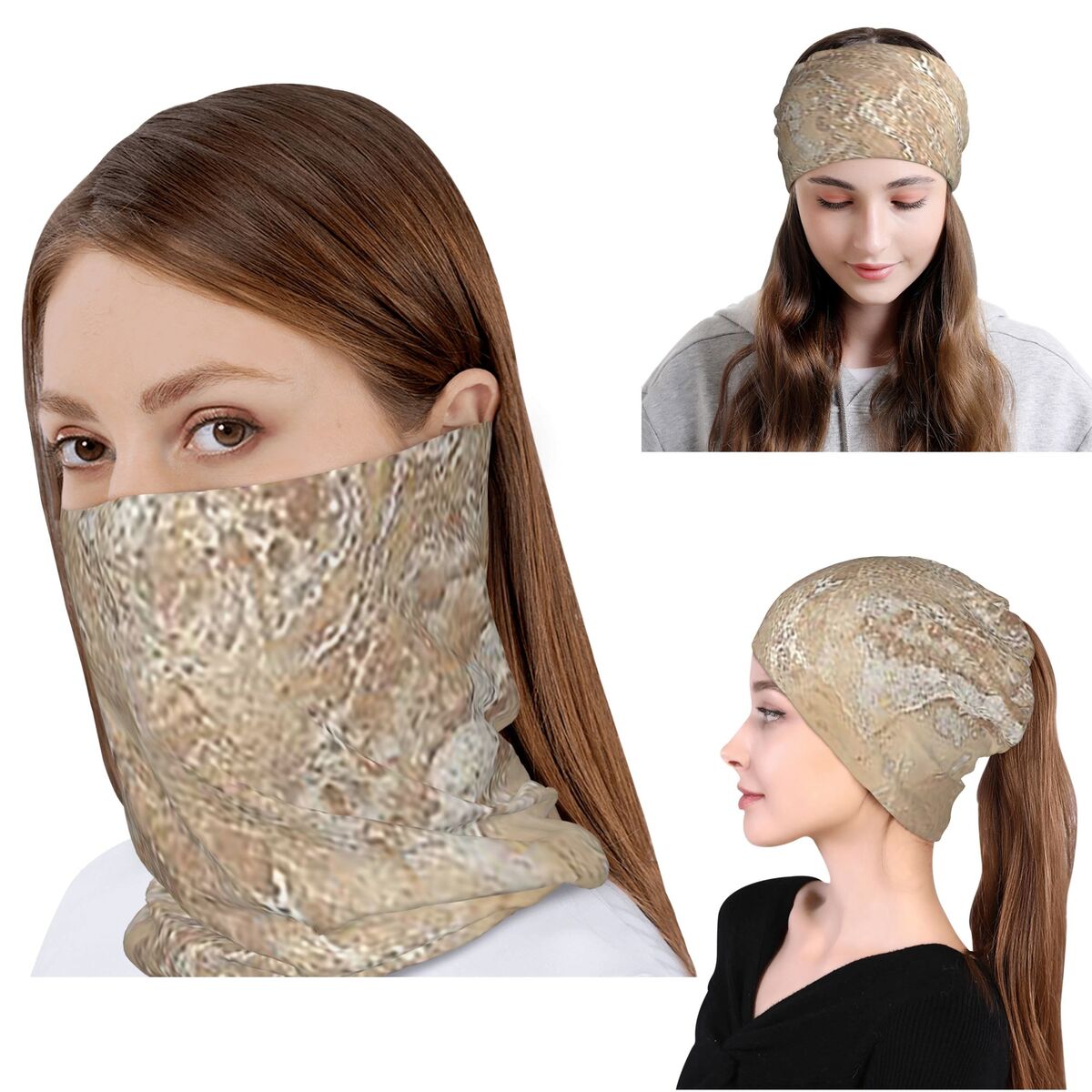 現代的なクリームベージュサンドストーン花崗岩マーブルバンダナ - Knit Beanie Hat Warm のレビューと価格