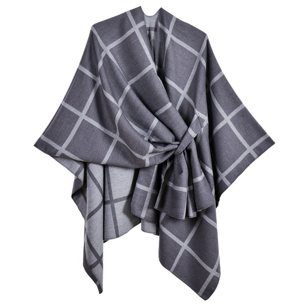 暖かいコート チェック柄デザイン トラベルショール オープン - Shawl Wrap Winter のレビューと価格