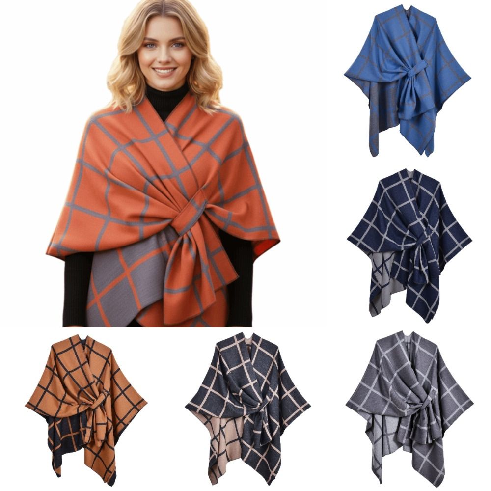 暖かいコート チェック柄デザイン トラベルショール オープン - Shawl Wrap Winter のレビューと価格