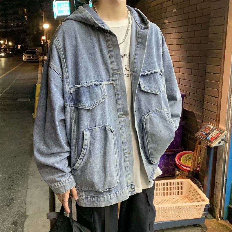 男性固体服春秋の新韓国ファッション多用途大ポケットフード付き - Down Jacket Packable のレビューと価格