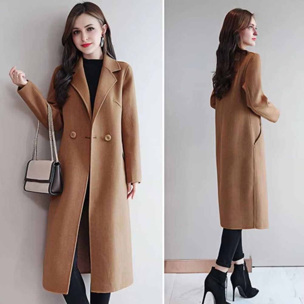 2025年 エレガントな女性用ウールコート ノッチドラペル  - Wool Coat Peacoat のレビューと価格