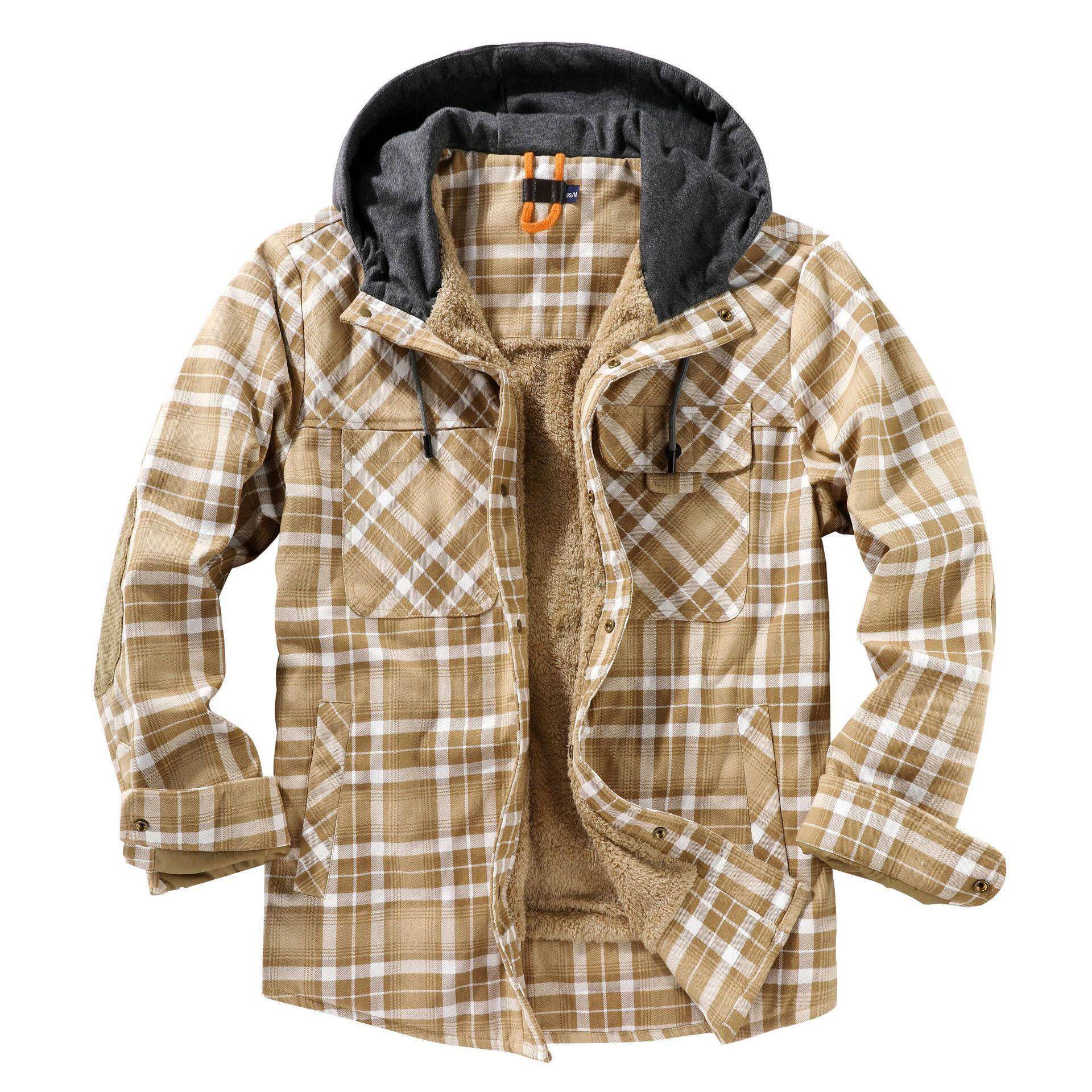 メンズシェルパ裏地付き格子柄フランネルシャツジャケット、スナ - Flannel Shirt Lined のレビューと価格