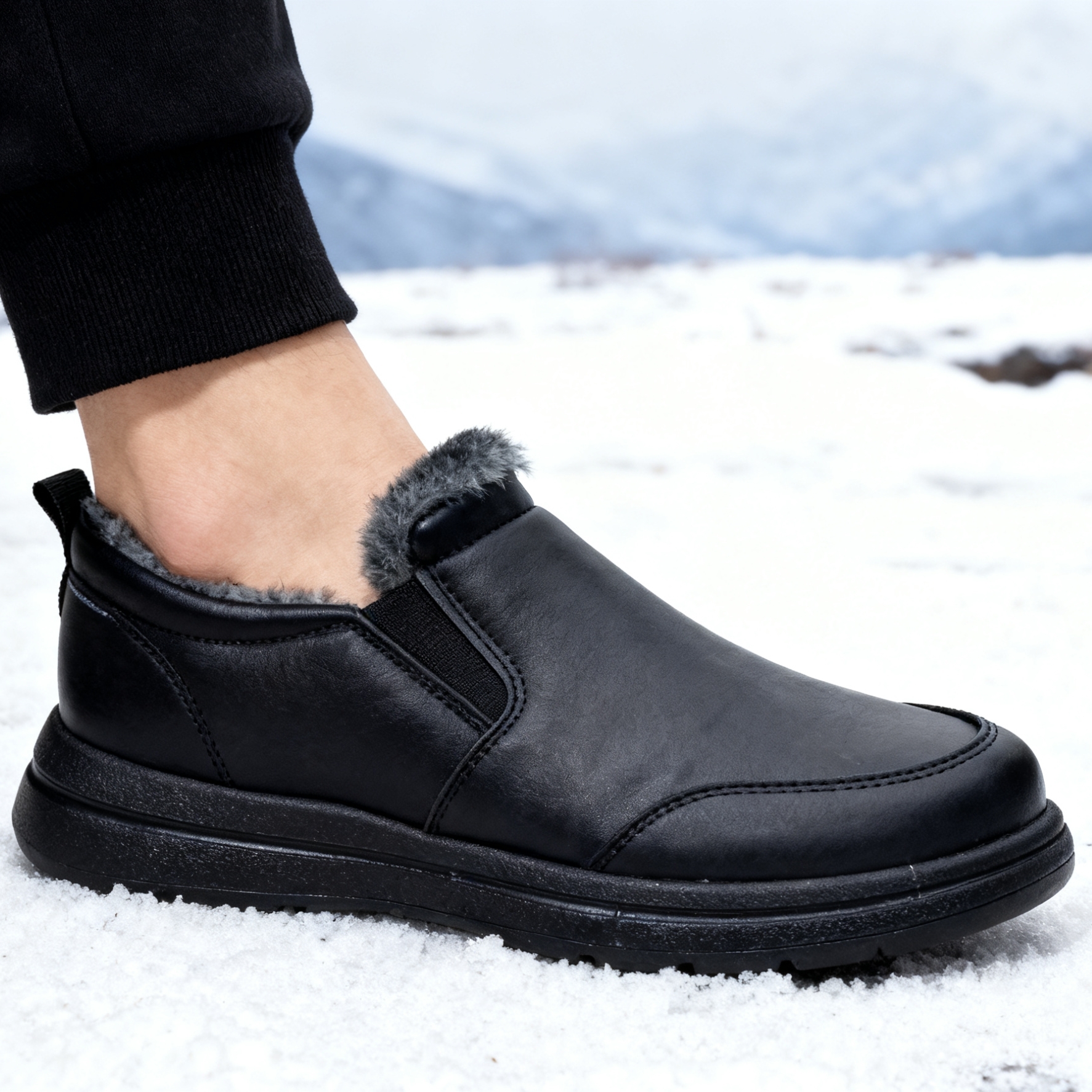 メンズフェイクファー裏地付き冬用アンクルブーツ、防水スリッポ - Waterproof Winter Boot のレビューと価格