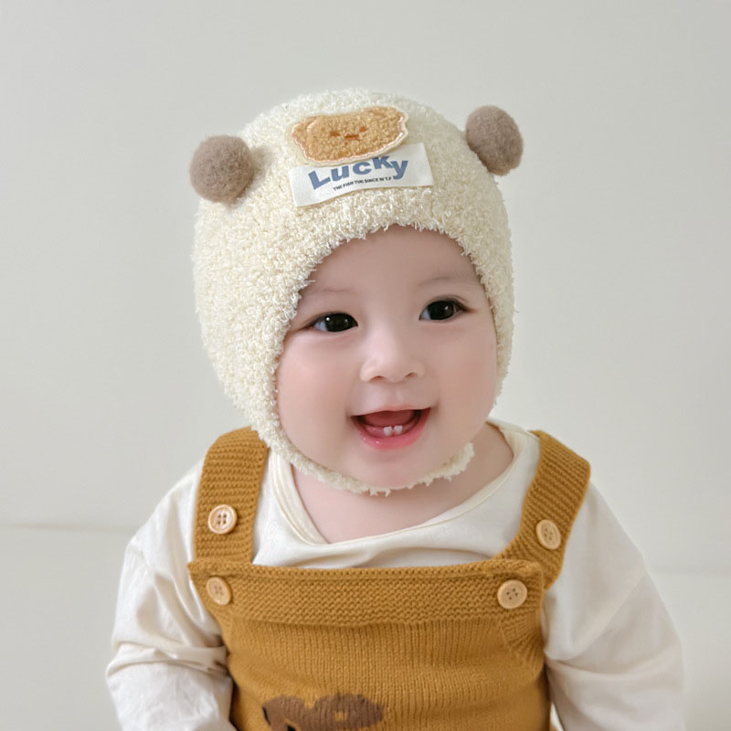 かわいいクマの赤ちゃん耳保護キャップ冬暖かいぬいぐるみ厚みの - Knit Beanie Hat Warm のレビューと価格