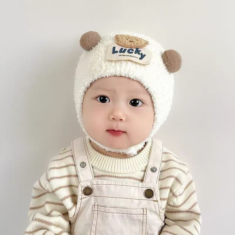 かわいいクマの赤ちゃん耳保護キャップ冬暖かいぬいぐるみ厚みの - Knit Beanie Hat Warm のレビューと価格