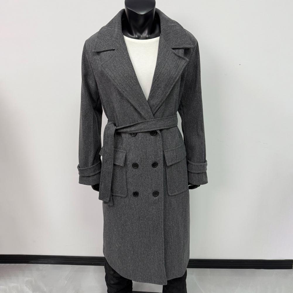 長袖コート レディースコート レディースダブルブレストトレン - Wool Coat Peacoat のレビューと価格