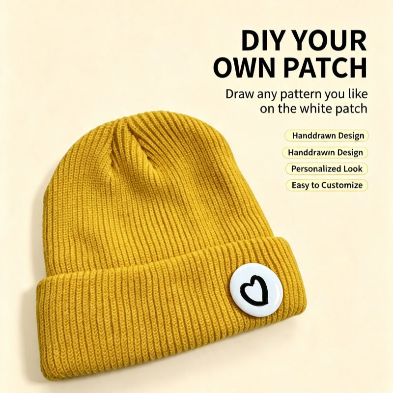 無地のDIY手描きパッチニットビーニー、ユニセックス、シンプ - Knit Beanie Hat Warm のレビューと価格