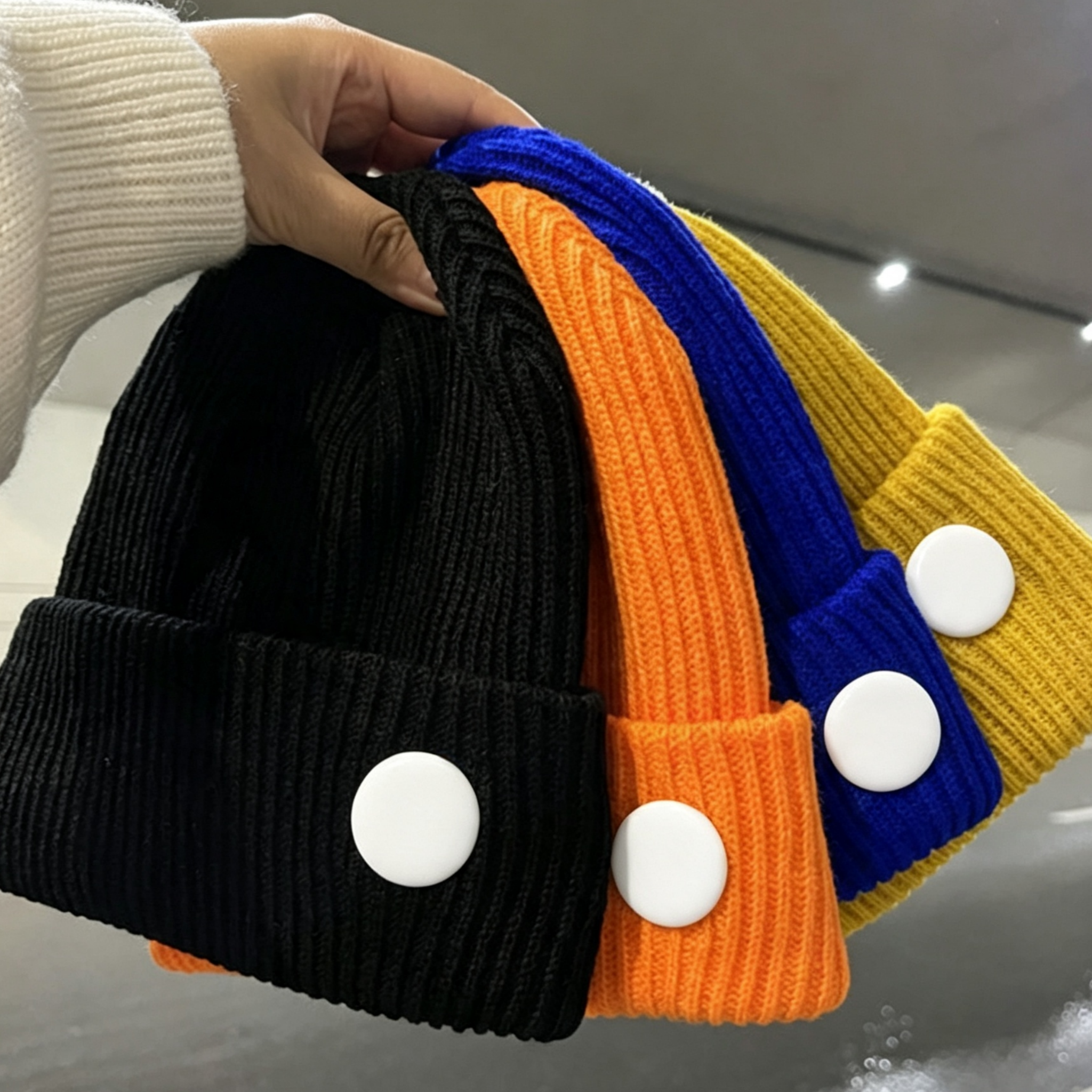 無地のDIY手描きパッチニットビーニー、ユニセックス、シンプ - Knit Beanie Hat Warm のレビューと価格