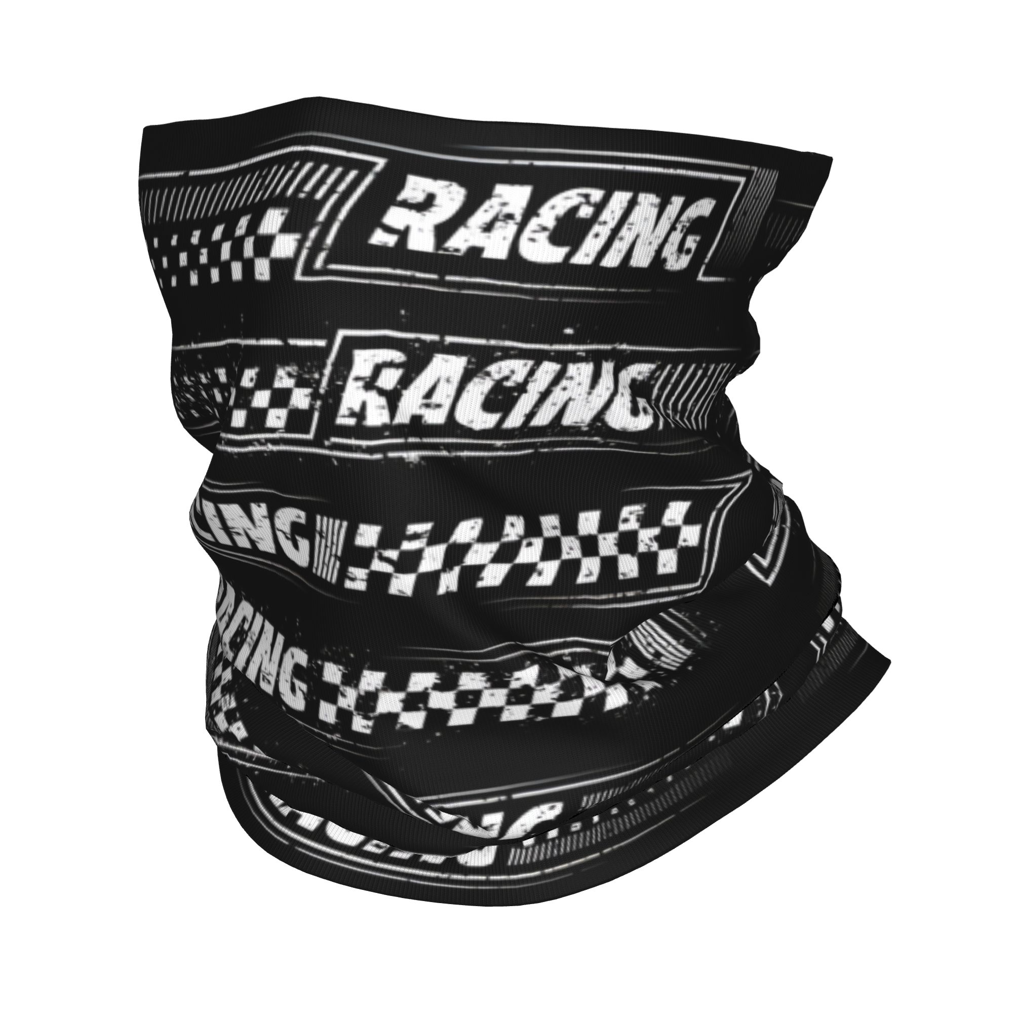 カスタムレーシングスピードラリーレースチェッカーモーターロゴ - Neck Gaiter Fleece のレビューと価格