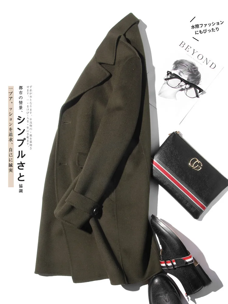 AYUNSUE 100% ウールコート男性秋両面ロングジャケ - Wool Coat Peacoat のレビューと価格