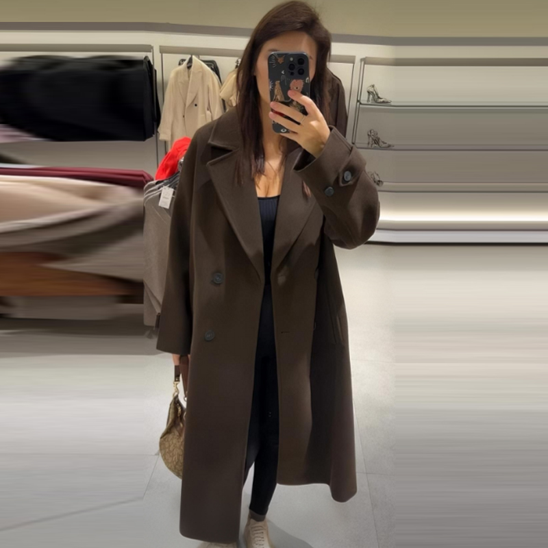HXAO レディース コート ブラウン ツイード ウール & - Wool Coat Peacoat のレビューと価格