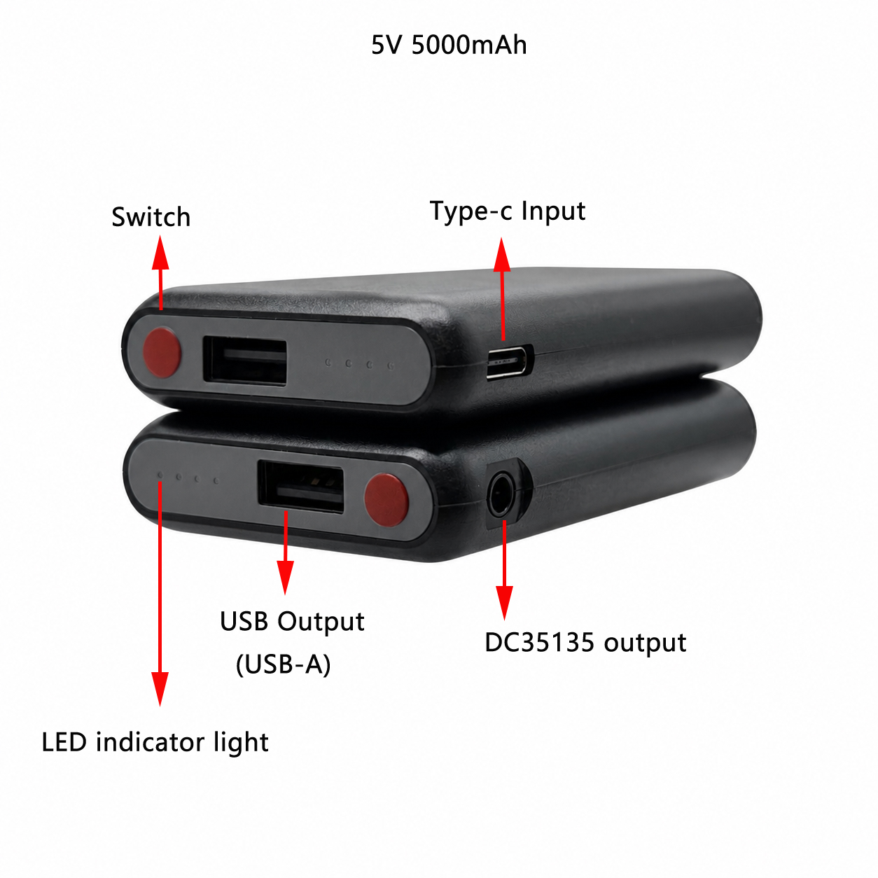 5V 5000mAh USB-C 充電式パワーバンクバッテリ - Heated Vest Battery のレビューと価格