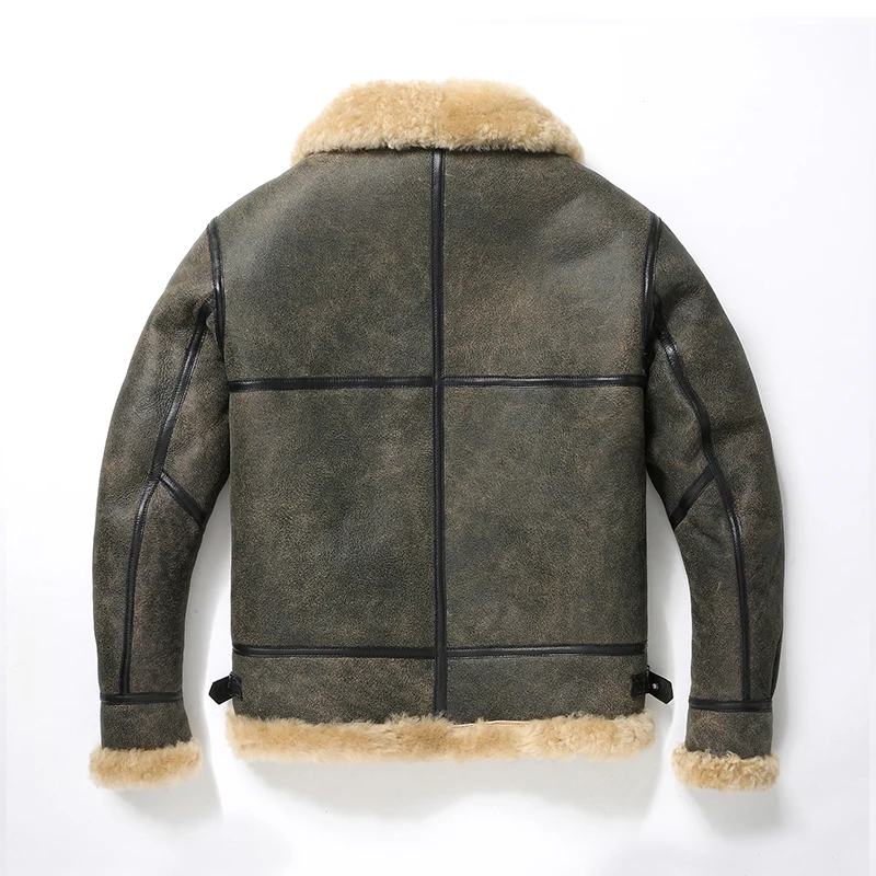 男性用本革シープスキンジャケット,厚手のシープウール,元のエ - Down Jacket Packable のレビューと価格