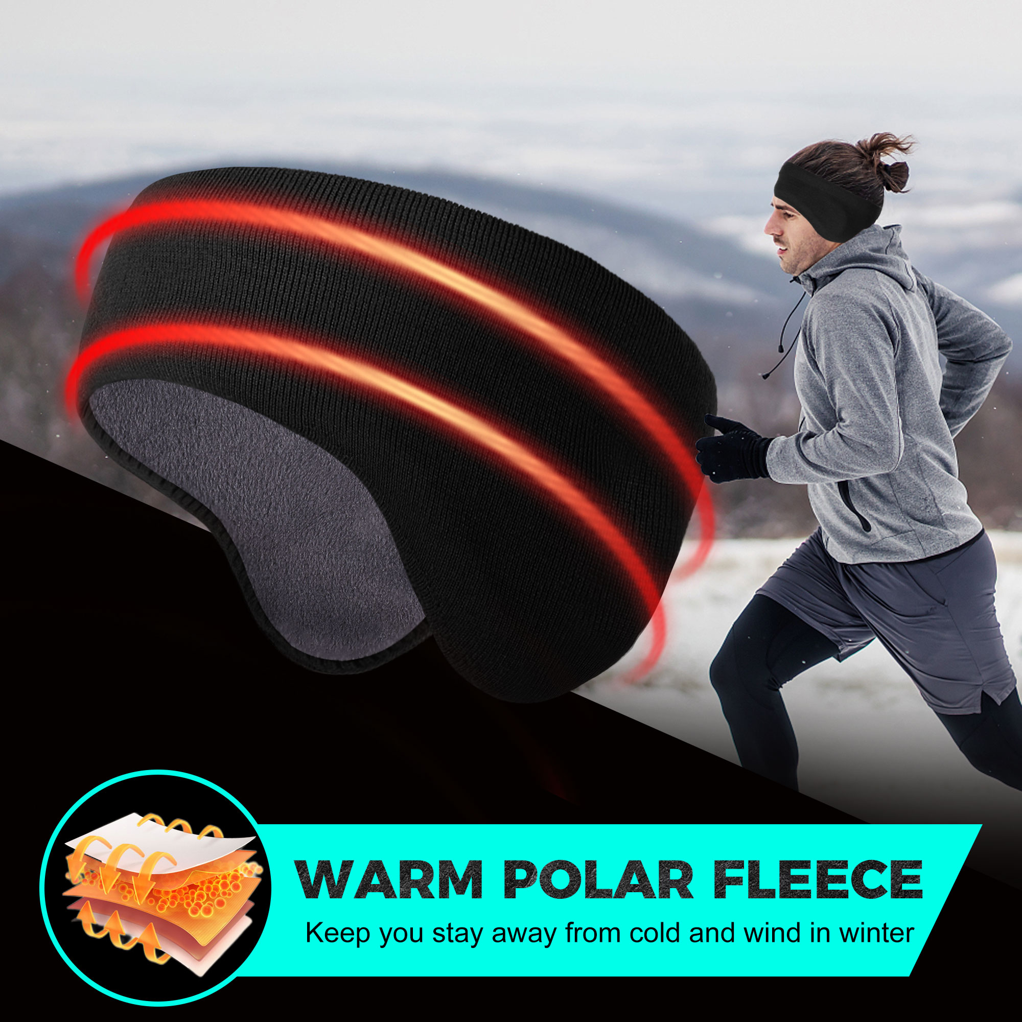 冬用フリースバンダナ二重層イヤーウォーマー防風スキーヘッドバ - Winter Headband Fleece のレビューと価格