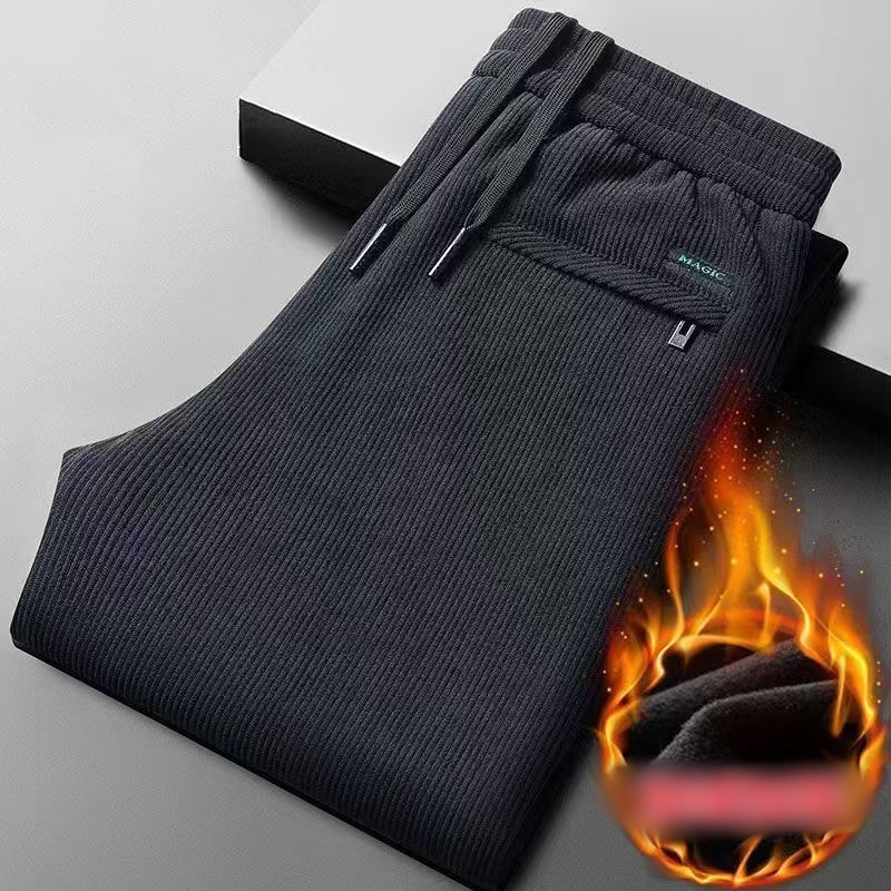 ブラックグレーのメンズコーデュロイとベルベットのカジュアルパ - Corduroy Pant Warm のレビューと価格