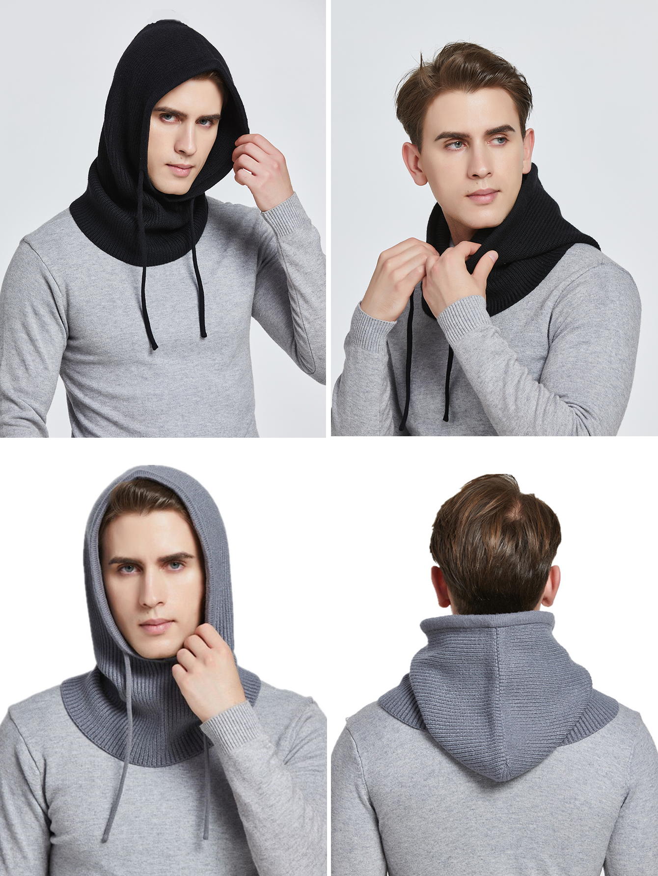 ニットウールバラクラバスカリー女性 & 男性冬ウール巾着フー - Wool Scarf Men のレビューと価格