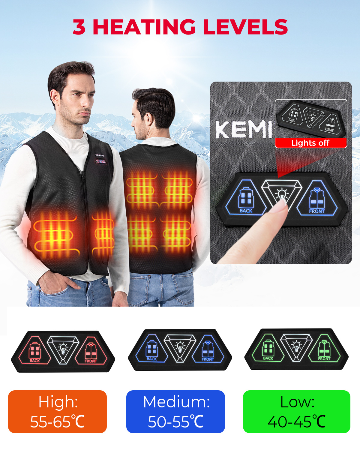 軽量加熱ベスト USB 電源 ソフトクリスタルベルベット裏地 - Heated Vest Battery のレビューと価格