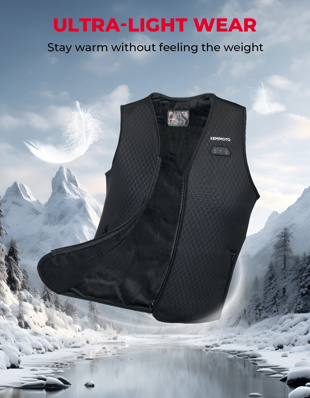 軽量加熱ベスト USB 電源 ソフトクリスタルベルベット裏地 - Heated Vest Battery のレビューと価格