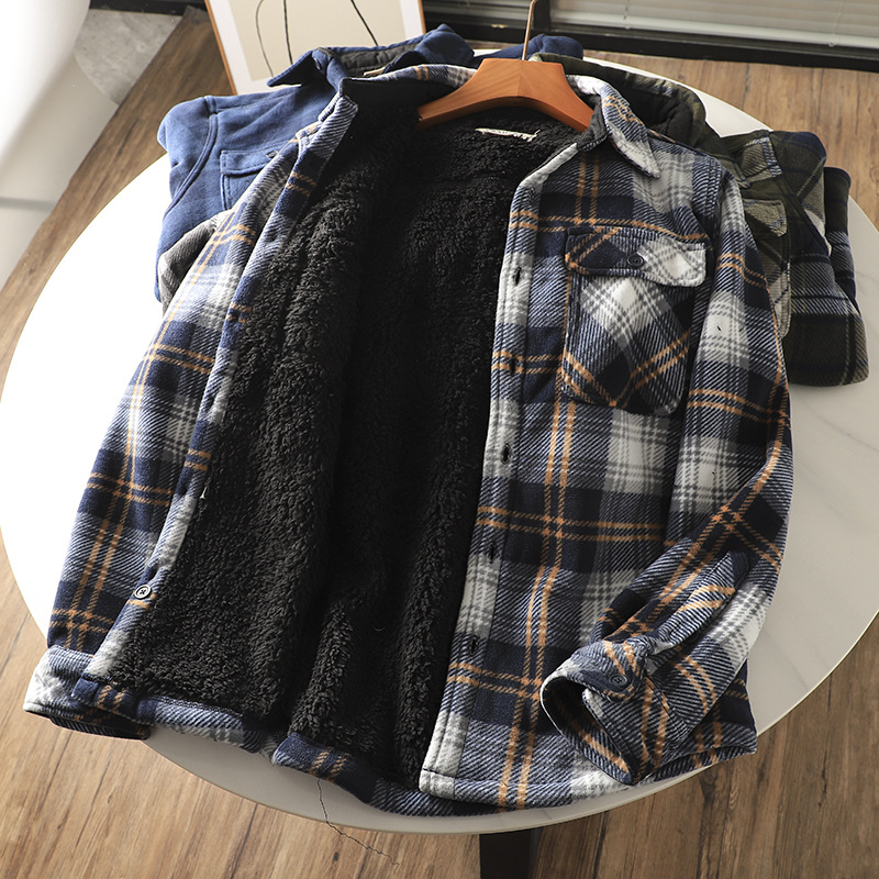 メンズチェック柄フランネルシャツ暖かさ厚みのあるラムファー裏 - Flannel Shirt Lined のレビューと価格