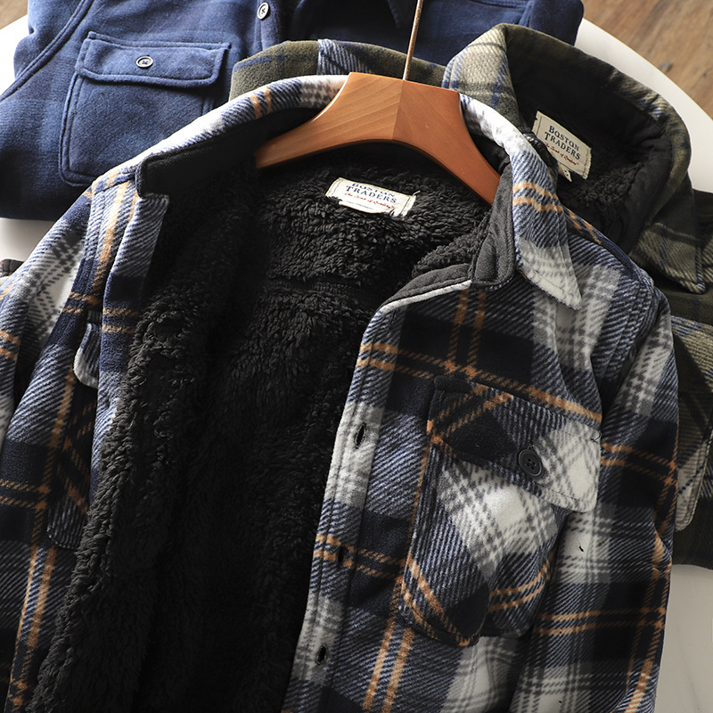 メンズチェック柄フランネルシャツ暖かさ厚みのあるラムファー裏 - Flannel Shirt Lined のレビューと価格