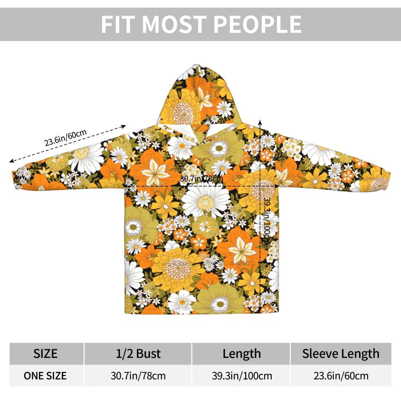 ヒッピーフラワー柄レトロブランケットパーカー レディース ガ - Sherpa Hoodie Fleece のレビューと価格