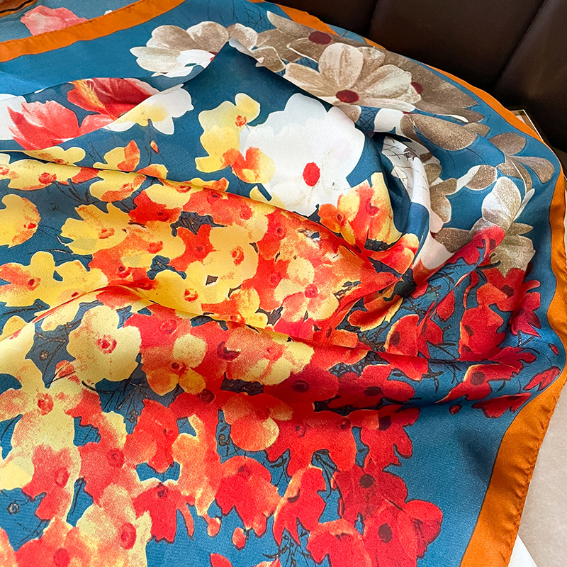 女性用スクエアシルクスカーフ,フローラルプリント,ファッショ - Shawl Wrap Winter のレビューと価格