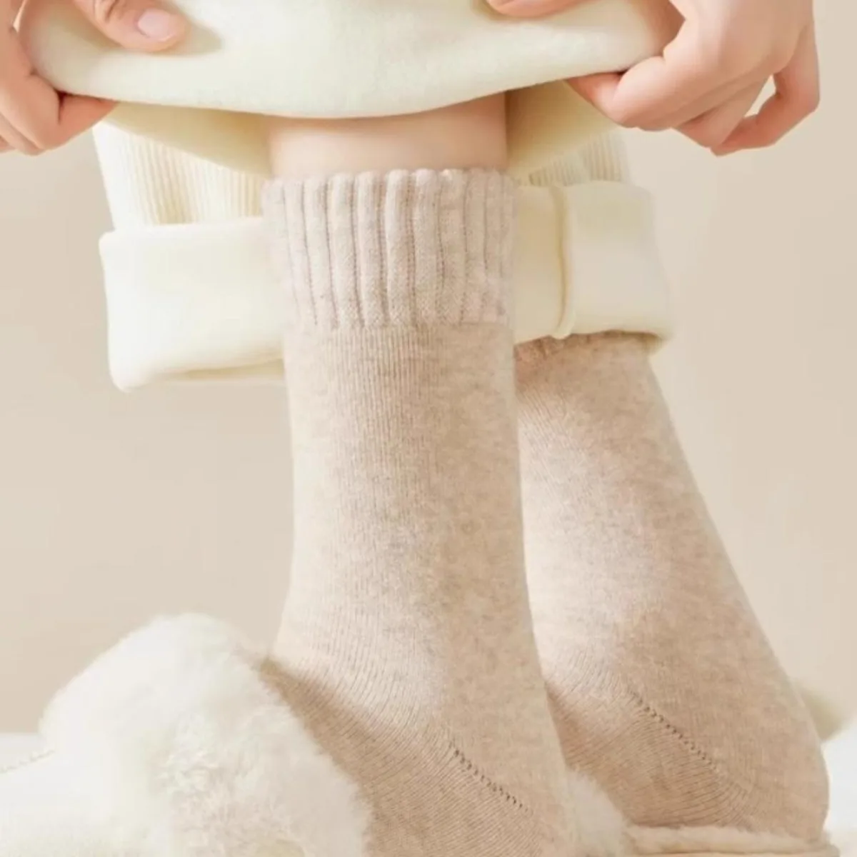 1 ペア冬暖かいサーマルソックス女性用極厚断熱加熱クルーブー - Thermal Sock Wool のレビューと価格