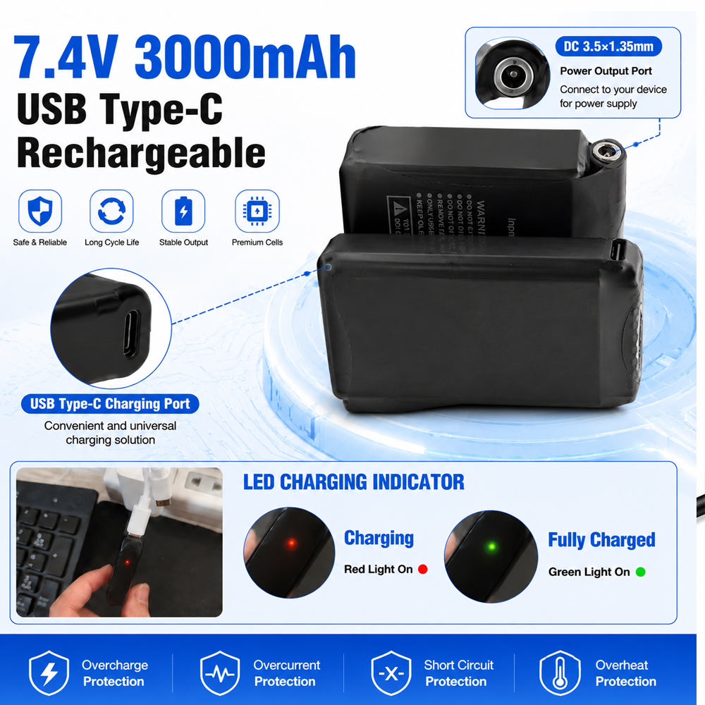 7.4V 3000mah 加熱手袋バッテリーリチウム電池加熱 - Heated Vest Battery のレビューと価格