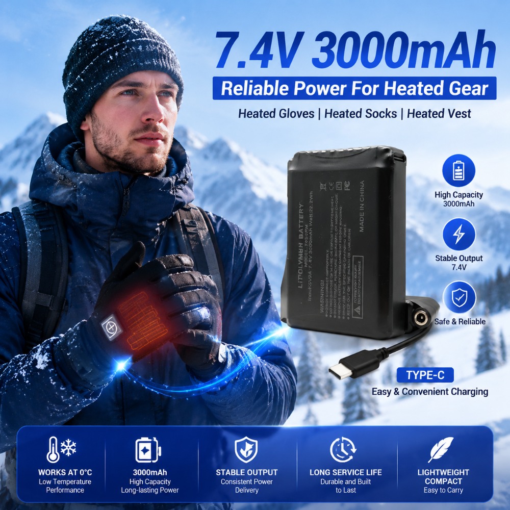 7.4V 3000mah 加熱手袋バッテリーリチウム電池加熱 - Heated Vest Battery のレビューと価格