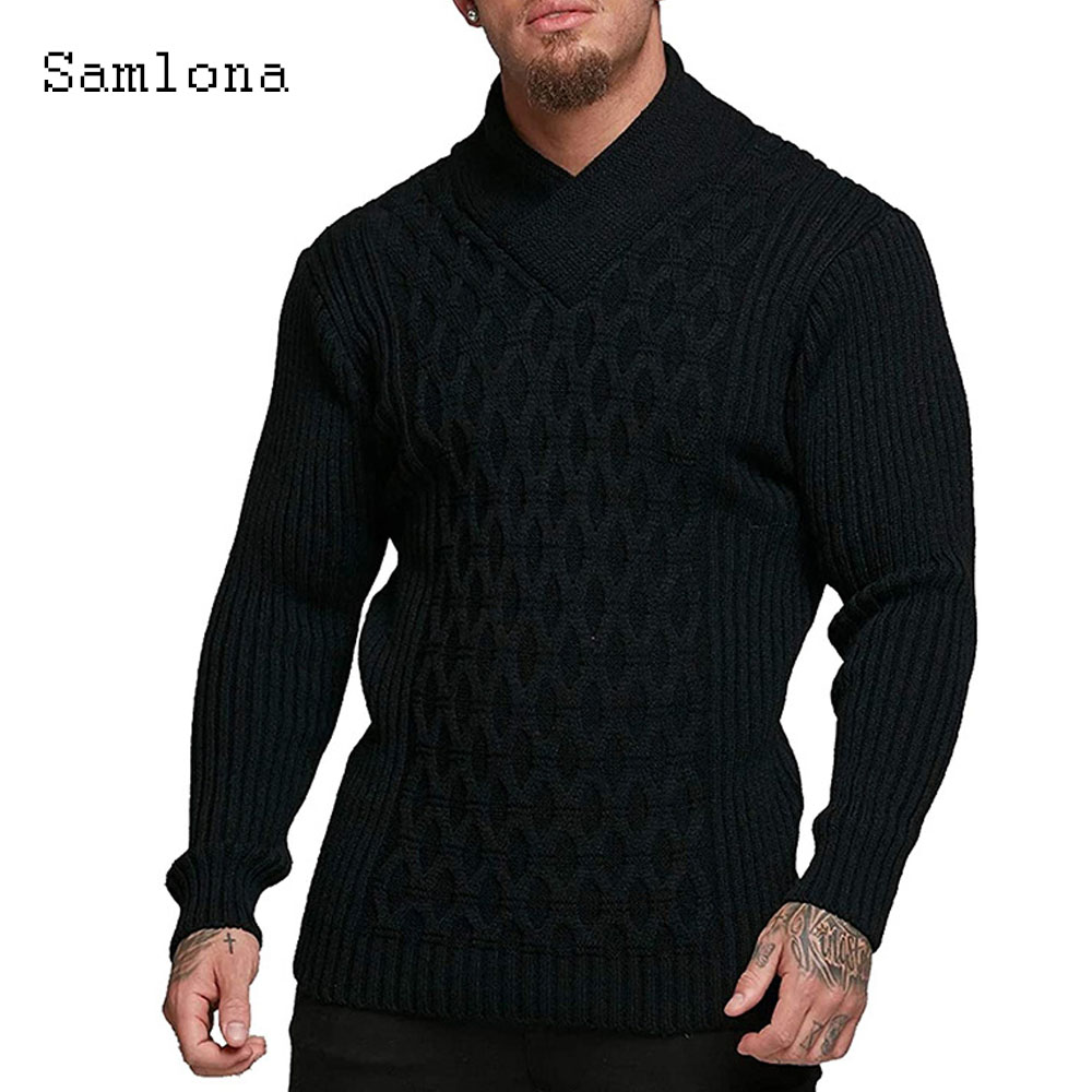 Samlona-メンズニットセーター,カットアウトジャンパー - Wool Scarf Men のレビューと価格