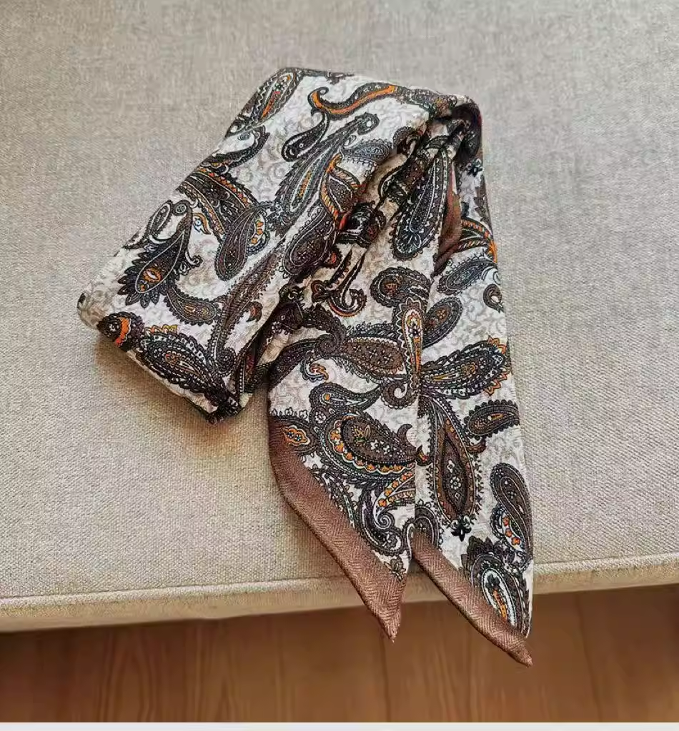 2026 純毛スカーフ男性冬コーヒーペイズリー柄スクエアスカ - Wool Scarf Men のレビューと価格