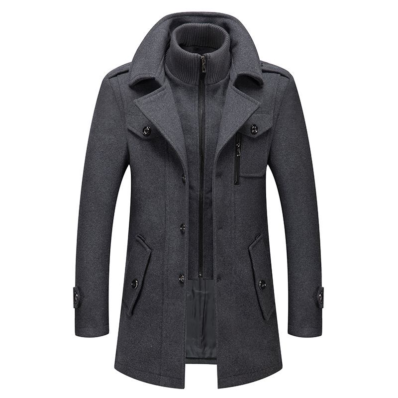 冬のメンズウールコート、オーバーサイズ、無地、ダブルカラー、 - Wool Coat Peacoat のレビューと価格