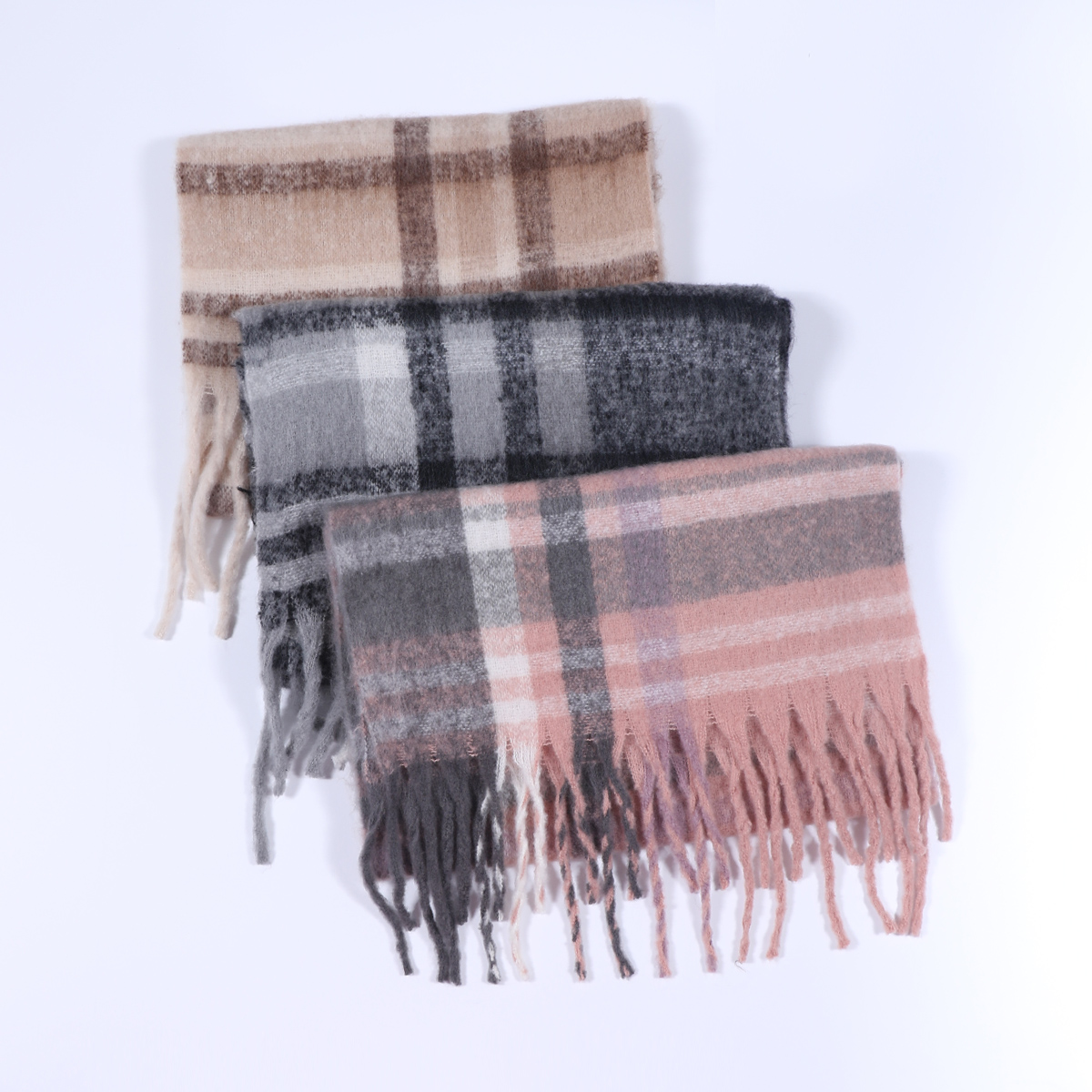 冬厚いストライプカシミヤスカーフ女性男性ファッションパシュミ - Wool Scarf Men のレビューと価格