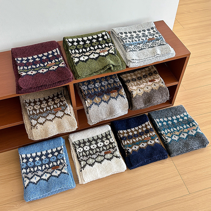 ジャカード編みの男女兼用冬用スカーフ、新しいファッション柄 - Wool Scarf Men のレビューと価格