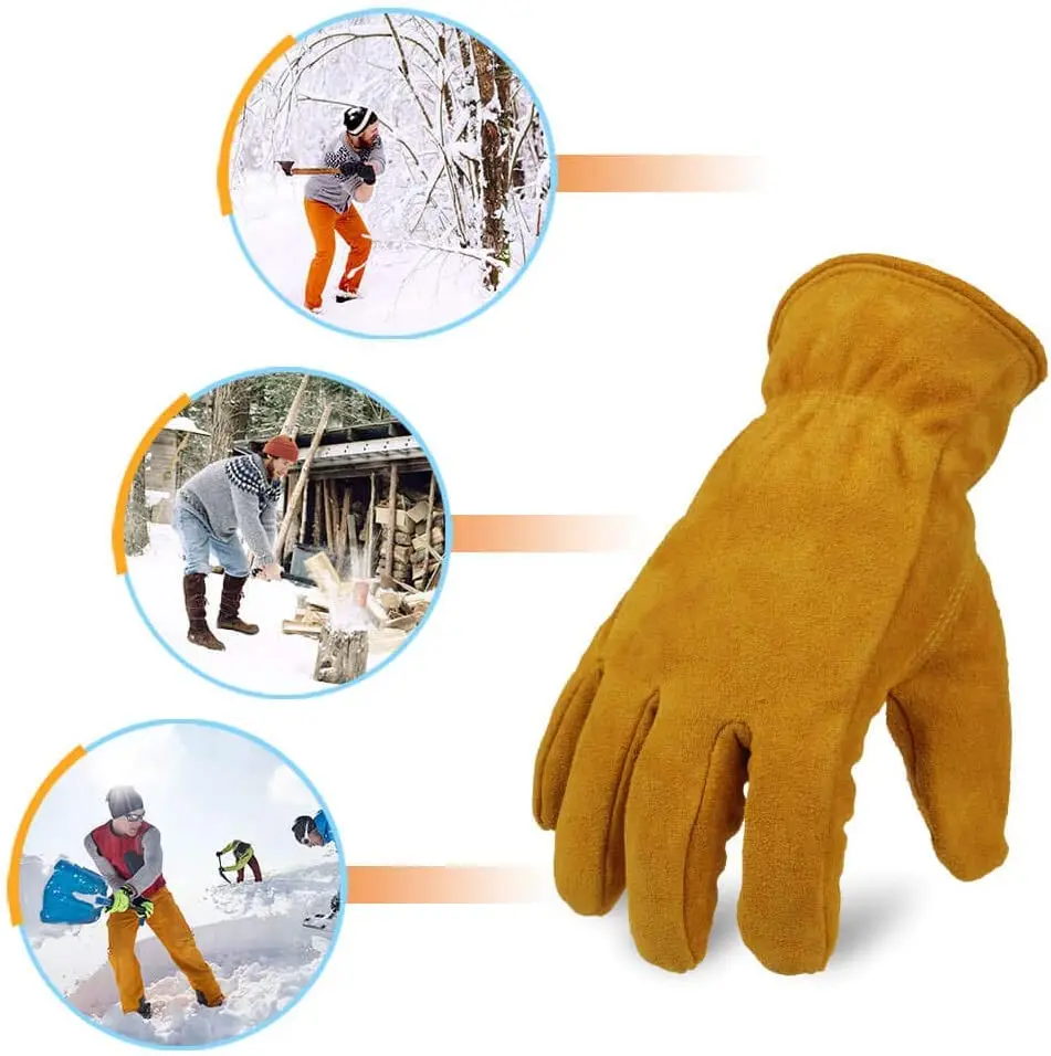防寒断熱作業用手袋、革手袋、厚手の熱模造ラムウール、柔軟で暖 - Snow Glove Insulated のレビューと価格