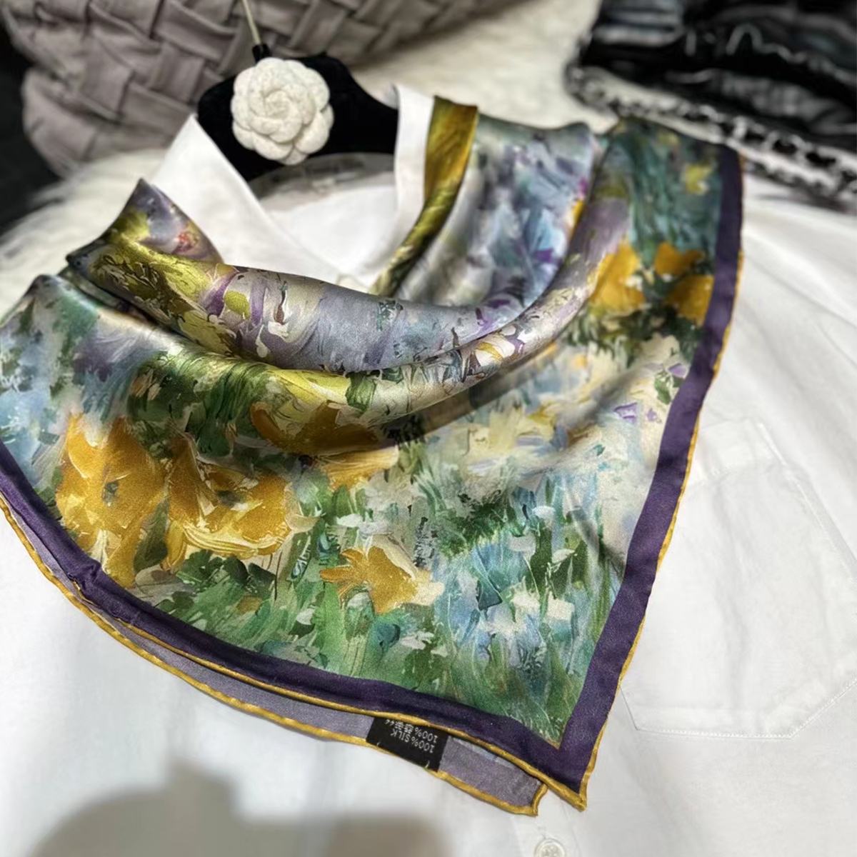 Bysifa-女性のための花柄の大きなスカーフ,青と緑のショ - Shawl Wrap Winter のレビューと価格