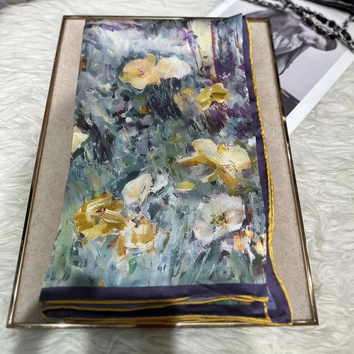 Bysifa-女性のための花柄の大きなスカーフ,青と緑のショ - Shawl Wrap Winter のレビューと価格