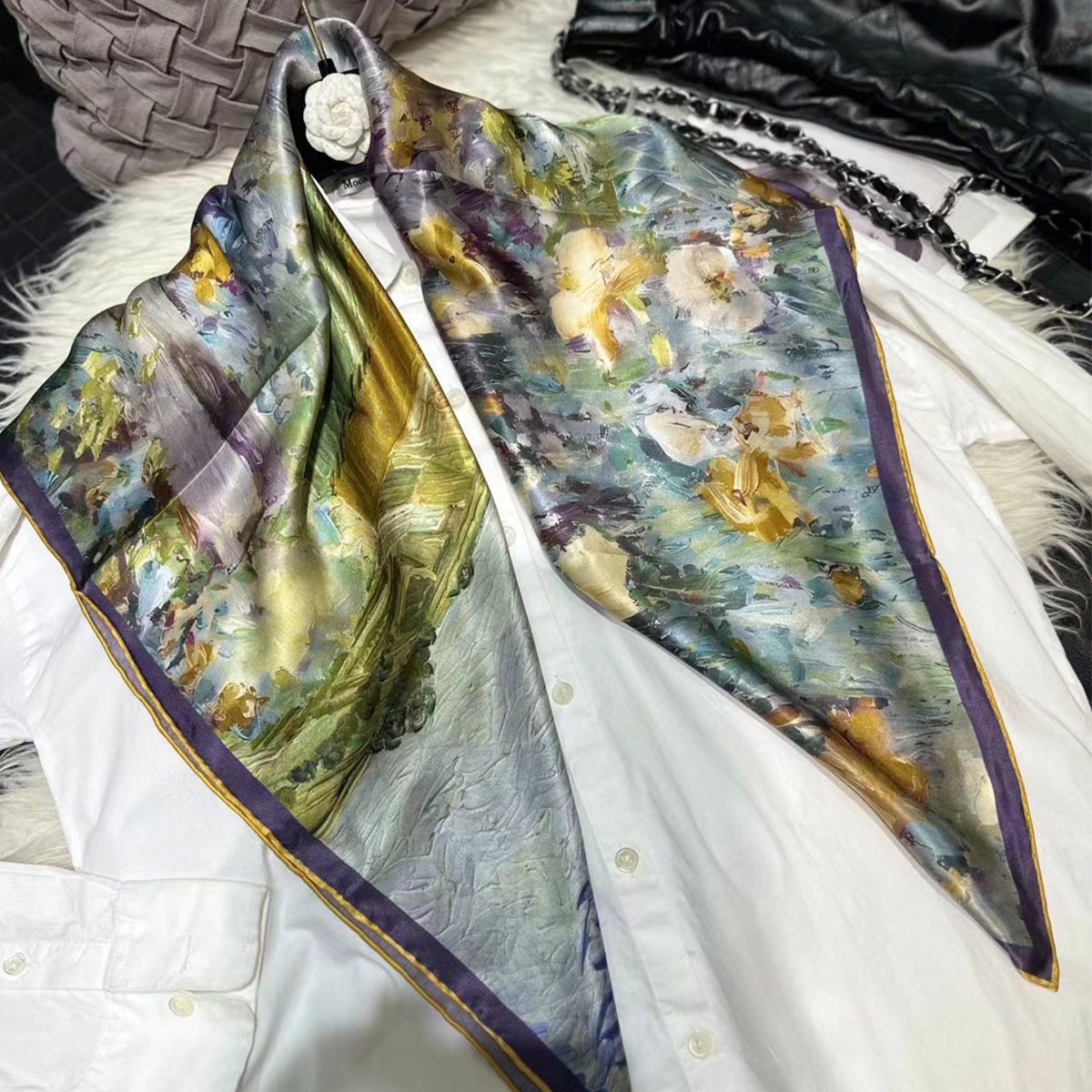 Bysifa-女性のための花柄の大きなスカーフ,青と緑のショ - Shawl Wrap Winter のレビューと価格