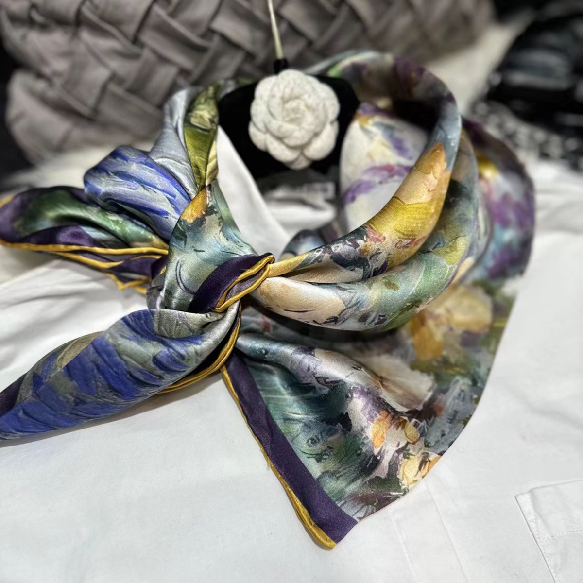 Bysifa-女性のための花柄の大きなスカーフ,青と緑のショ - Shawl Wrap Winter のレビューと価格