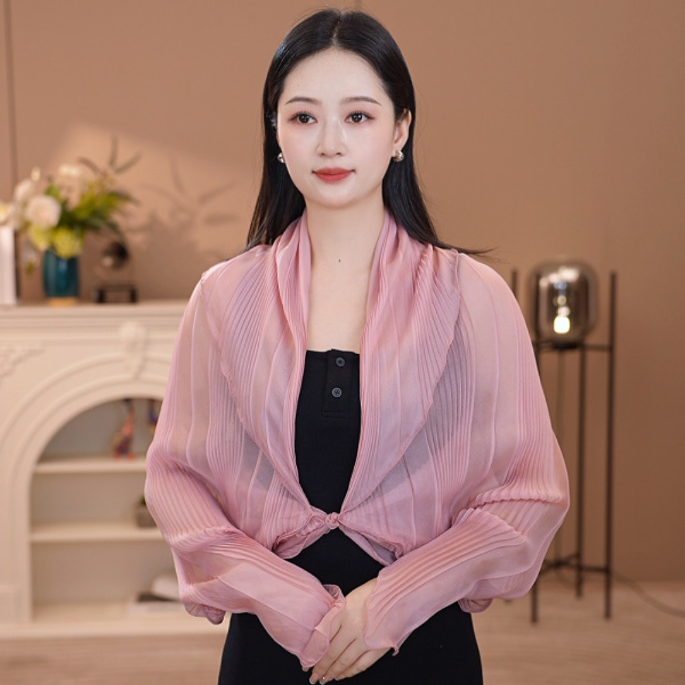 ソリッドカラーの日焼け止めトップス、ラウンドネック、薄手の生 - Shawl Wrap Winter のレビューと価格