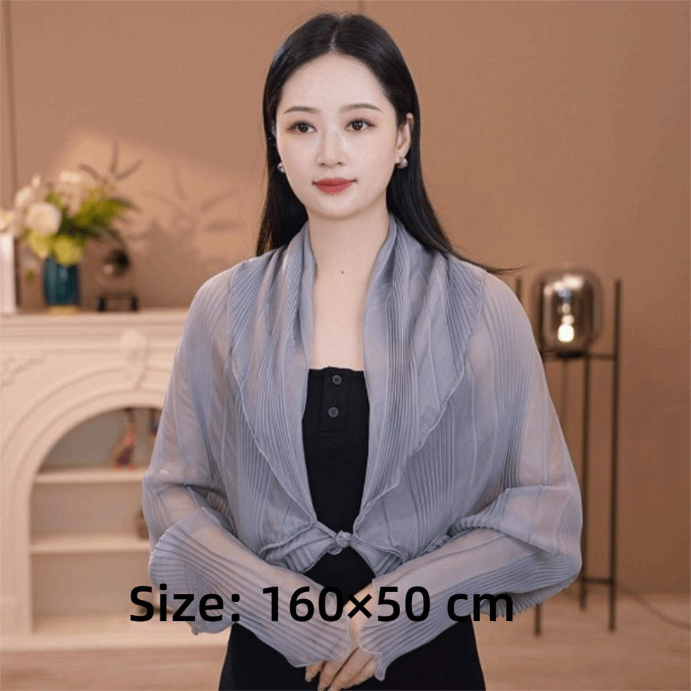 ソリッドカラーの日焼け止めトップス、ラウンドネック、薄手の生 - Shawl Wrap Winter のレビューと価格