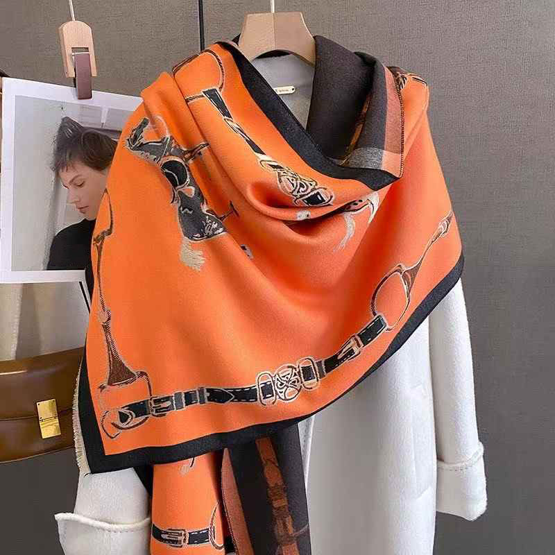 レトロライダー馬模造カシミヤスカーフユニセックス両面厚みのあ - Shawl Wrap Winter のレビューと価格