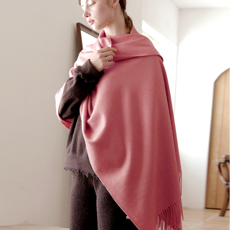 ウール冬のスカーフの女性のファッションショール大人の固体スカ - Shawl Wrap Winter のレビューと価格