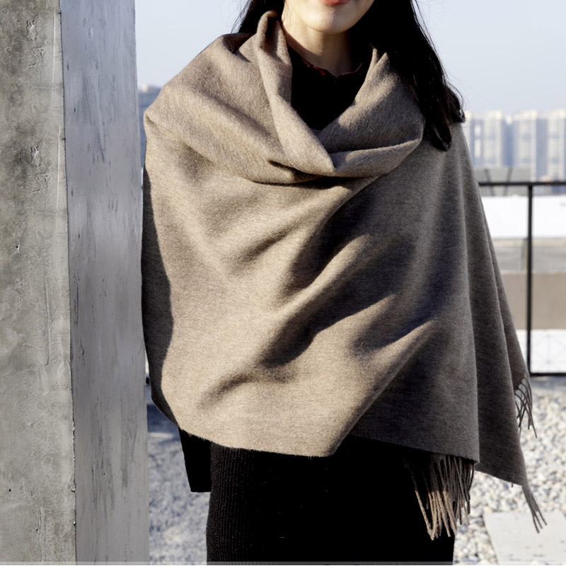 ウール冬のスカーフの女性のファッションショール大人の固体スカ - Shawl Wrap Winter のレビューと価格