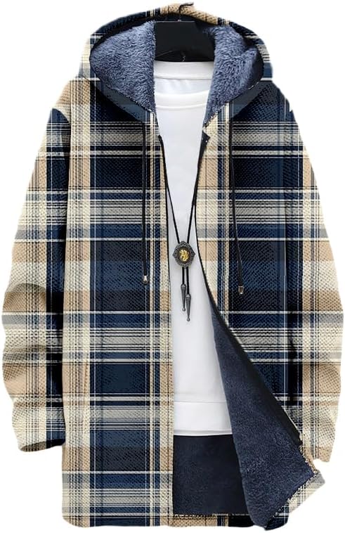 メンズチェック柄カーディガン オーバーサイズ ジップアップ  - Sherpa Hoodie Fleece のレビューと価格