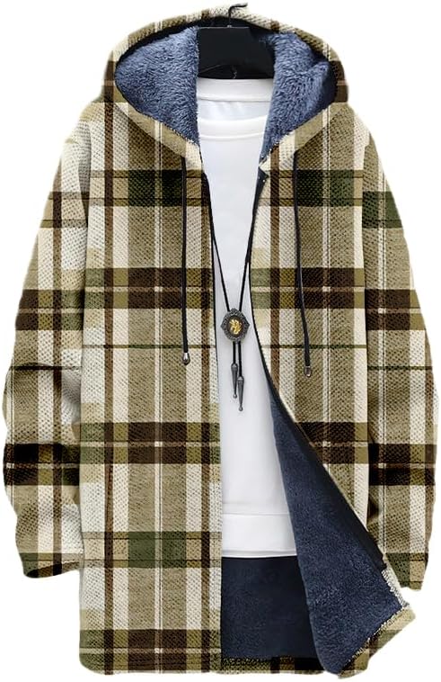 メンズチェック柄カーディガン オーバーサイズ ジップアップ  - Sherpa Hoodie Fleece のレビューと価格