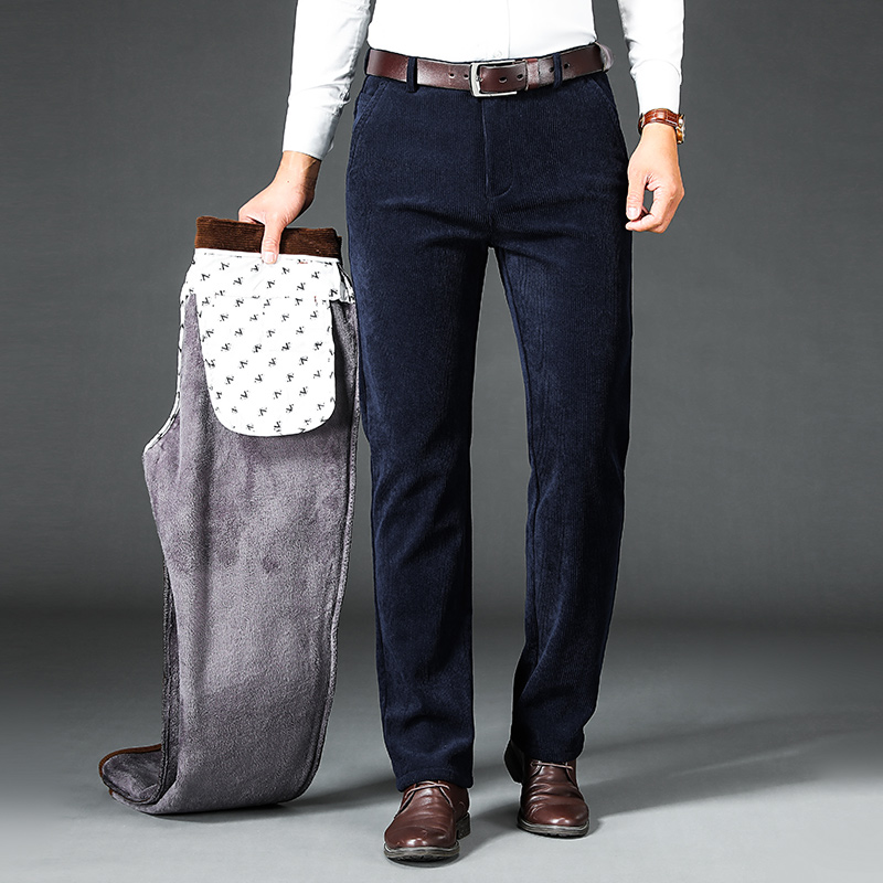 冬のメンズフリースコーデュロイパンツビジネスファッションクラ - Corduroy Pant Warm のレビューと価格
