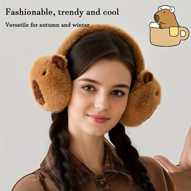 かわいいカピバラ耳あて漫画イルカぬいぐるみ折りたたみ式耳あて - Earmuffs Foldable のレビューと価格