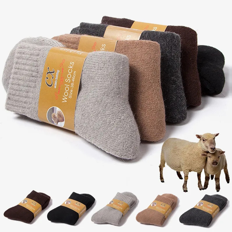 1 ペア冬暖かい女性靴下メリノウール男性超厚い固体に対して寒 - Thermal Sock Wool のレビューと価格