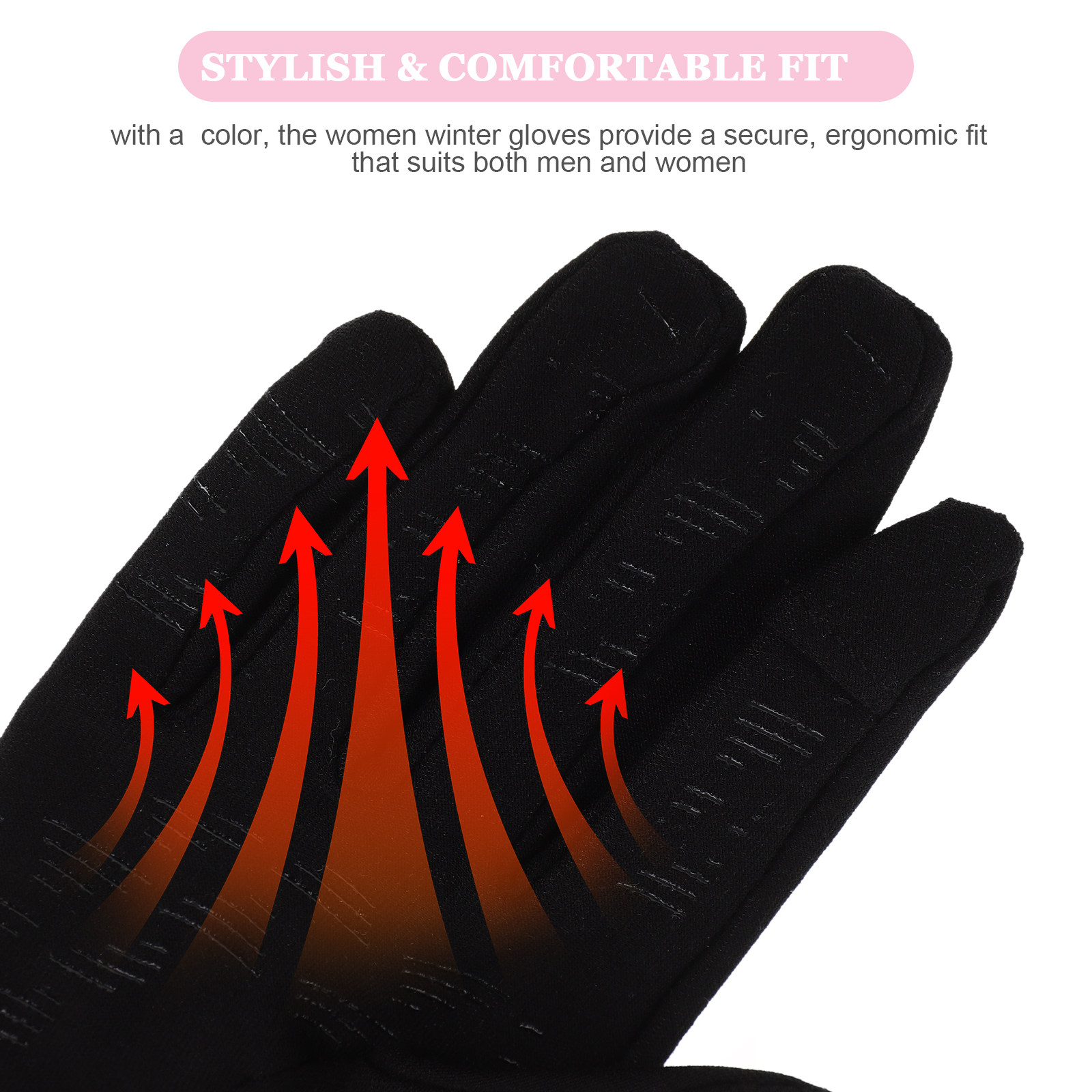 タッチスクリーン対応 レディース スキーグローブ ブラック  - Snow Glove Insulated のレビューと価格